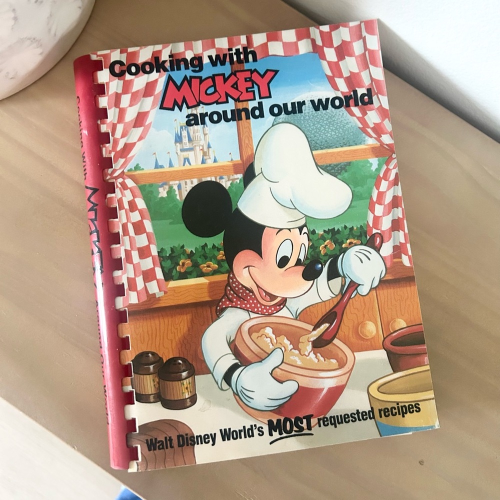 Vintage 1986 Disney Cooking With Mickey Around Our World Spiral Cookbook